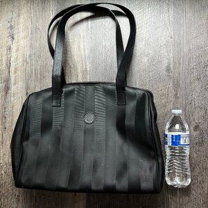 Vintage Fendi Black Pequin Striped Large Purse Bag Tote